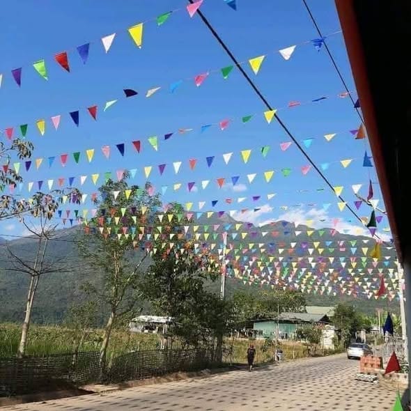 Cờ dây tam giác trang trí đường phố – Xưởng in cờ HOÀNG GIA